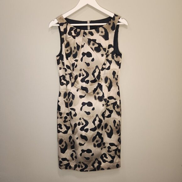 Ann Taylor Shift Dress Animal Leopard Print Neutral Transitional - Size 6 - Picture 1 of 7